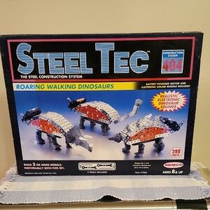 Vintage Rare 1993 Remco Steel Tec Roaring Walking Dinosaurs Toy Building Set